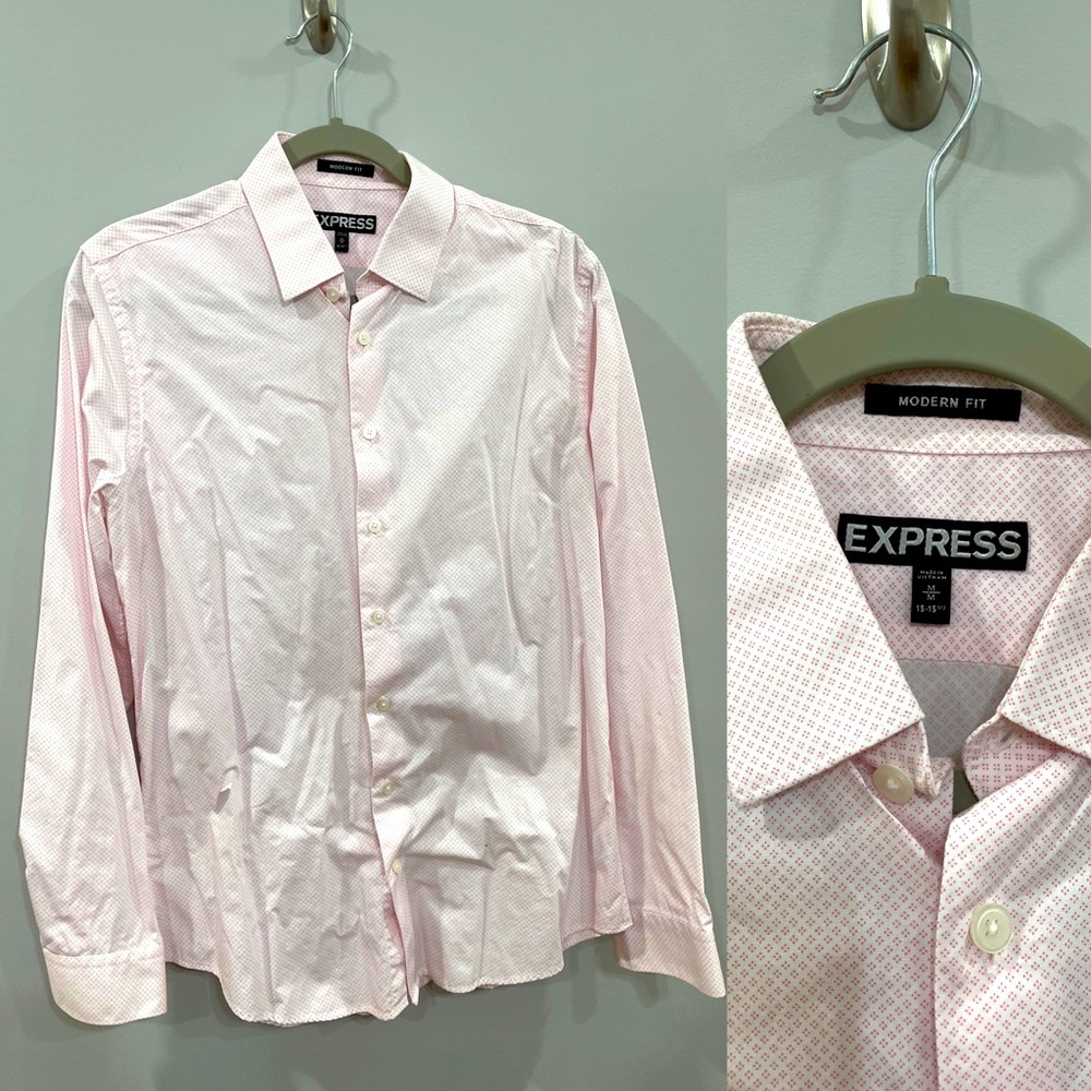 Express coral diamond print dress shirt